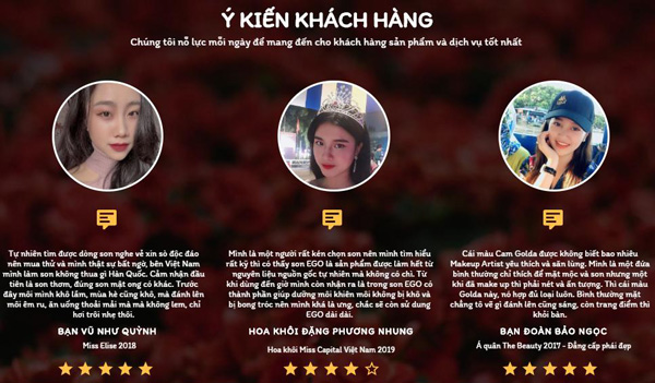 Ý kiến khách hàng sử dụng son EGO